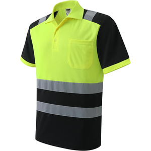 Polo de sécurité haute visibilité pour homme, manches courtes, uniforme de travail réfléchissant avec poche, design bicolore - Product Image 1