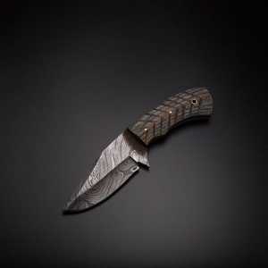 Drop Point Skinner <b>Knife</b> Carbon Steel Blade Wood Handle 0.6mm Thickness Bevel Edge Leather Sheath - Product Image 1
