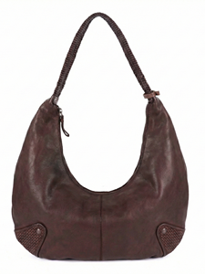 Sac Hobo Vintage en Cuir Marron Foncé pour Femme, Sac à Bandoulière Unique, Sac à Main Souple Effet Vieilli, Sac Cabas avec Fermeture Éclair - Product Image 4