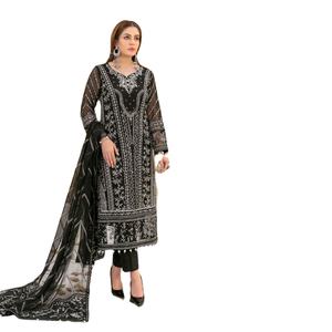 Estilo islámico Color oscuro frente y hornear ambos tamaños bordado trabajo caliente y estilos peso ligero colección Salwar tradicional - Product Image 1