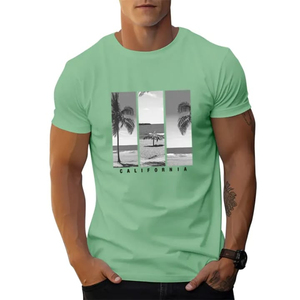 Camiseta de Manga Corta Azul para Hombre, Estampada con Serigrafía, Cuello Redondo, Corte Holgado Informal, 100% Algodón Jersey, Ecológica - Product Image 6