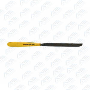 Scie d'amputation Langenbeck en acier inoxydable de qualité médicale avec poignée plate large revêtue or et noir, antidérapante - Product Image 3