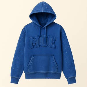 Sweat à capuche surdimensionné pour homme en molleton, lavage vintage personnalisé, orné de strass, style streetwear décontracté, 100% coton, teint uni, impression en relief - Product Image 4