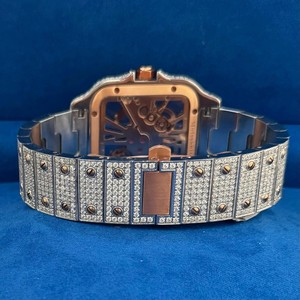 Reloj de Cuarzo con Incrustaciones de Moissanita, Esfera Cuadrada, Correa de Acero Inoxidable, Reloj de Pulsera de Lujo para Fiestas y Eventos - Product Image 4