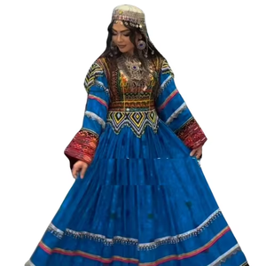 ชุดเดรสกูจิอัฟกันสีน้ำเงินราชวงศ์สุดงดงาม พร้อมเสื้อปักลายหนักแน่นและเครื่องประดับเหรียญแบบดั้งเดิมที่มีลวดลายชนเผ่าอันประณีต - Product Image 1