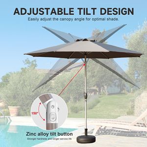 Ombrellone da Patio da 2,7 m con Manovella Inclinabile a Pulsante, Protezione UV, Impermeabile, Ombrellone da Giardino per Esterni 8 - Product Image 4
