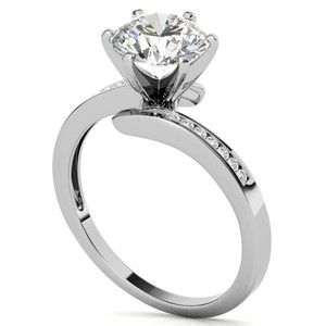 Round Cut Moissanite <b>Ring</b> 925 Sterling <b>Silver</b> White Gold Plated Classic <b>Solitaire</b> Luxury Engagement Wedding Promise Bridal <b>Ring</b> - Product Image 4