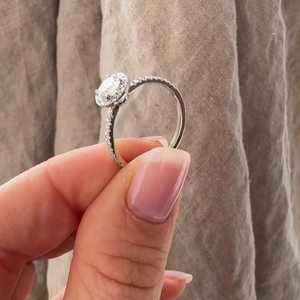 Anillo de Compromiso Personalizado de Oro de 14k/18k con Diamante Redondo Cultivado en Laboratorio, Halo, Pavé, Solitario, Anillo de Boda, Anillo de Promesa, Fabricante - Product Image 3