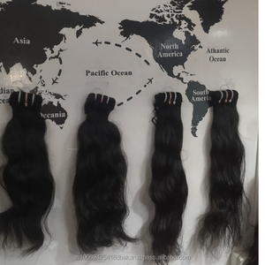 100% Natural ondulado 12 \ "Negro Remy extensiones de cabello de alta calidad virgen indio templo trenzado cabello crudo - Product Image 3