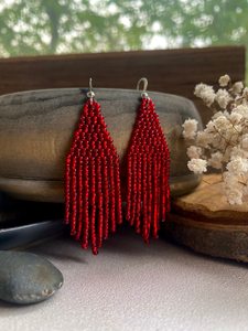 Pendientes de abalorios artesanales con cuentas rojas en forma de abanico, estilo moderno, joyería de moda para mujer, suministros para abalorios. - Product Image 5