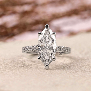 Anillo Minimalista para Mujer Ambrosia Marquise Hidden Halo, Oro de 10K, 14K, 18K, 1CT, 2CT, 3CT, 4CT, 5CT, Diamante Cultivado en Laboratorio IGI, Color D, VVS2 - Product Image 1