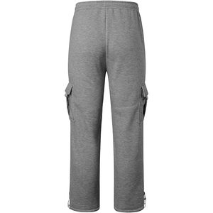 <b>Men's</b> Beige Cotton Cargo Sweatpants Elastic Waist Drawstring Multiple Pockets Casual Autumn Wear - Product Image 5
