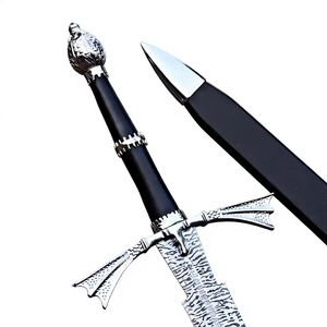 Épée médiévale en acier inoxydable avec lame à motifs et fourreau noir, épées à prix raisonnable en vente - Product Image 5