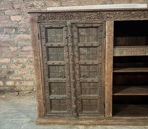 Armoire de rangement en bois massif Almirah, meuble de cuisine avec étagères et portes pour salle à manger et aménagement domestique - Product Image 5