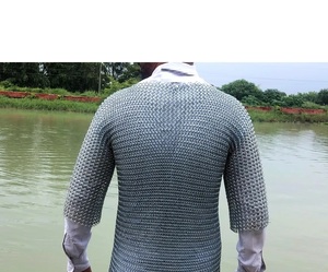 Modern Chainmail Armour <b>Shirt</b> Stainless Steel Welded Design Full 3D Shape Antique Theme Silver-Plated Art Collectible Metal - Product Image 3