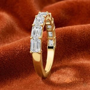 Anillo de Diamantes Moissanite con Corte Esmeralda Chapado en Oro de 18K, Anillo de Eternidad para Boda, Joyería Fina para Mujer, EE. UU. - Product Image 2