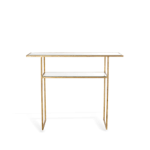 Elegante Mesa de Consola con Tapa de Mármol Sintético Blanco, Base en Forma de X de Acero Inoxidable Pulido en Oro y Plata, Mueble para Sala de Estar - Product Image 4