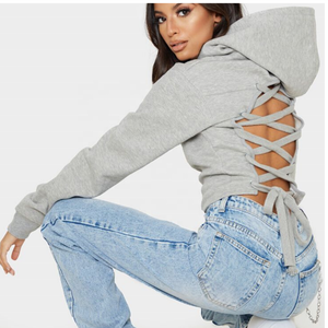 Sudadera con Capucha Corta Personalizada para Mujer, con Logotipo Frontal, Tejido de Felpa Ecológico - Product Image 2