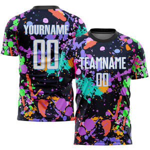 เสื้อฟุตบอลแบบใหม่สั่งทำได้ คุณภาพสูง สำหรับทุกเพศ ผลิตจากโพลีเอสเตอร์ 100% แห้งเร็ว ระบายอากาศดี ลายจุด ผ้าสี่ทิศทางยืดหยุ่น รับผลิตแบบ OEM - Product Image 1