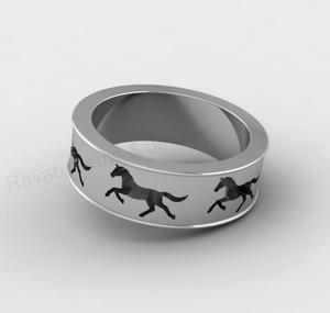 High Quality Solid 925 Silver 7mm Wide Horse Equestrian Blank Bezel <b>Ring</b> Setting <b>for</b> Breastmilk <b>Ashes</b> Resin DIY Jewelry Findings - Product Image 3