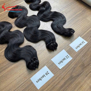 Para extensiones de cabello de trama vietnamita Luxefame Raw Steam Body Wave sin desprendimiento Super doble extremos dibujados Color negro en Stock - Product Image 5