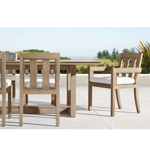 Mesa de Comedor Clásica para Exteriores, Madera de Teca Sólida, Tablero Rectangular con Listones, Base Resistente, Impermeable, para Patio y Jardín - Product Image 2