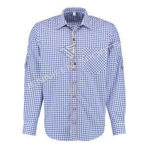 Chemise traditionnelle à manches longues à carreaux rouge et blanc pour hommes, style bavarois allemand, pour Lederhosen Oktoberfest Trachten - Product Image 1