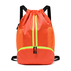 Orange Drawstring Basketball Bag with Shoe Storage Lightweight Cinch Sack for Sports Gym <b>Training</b> Waterproof <b>Backpack</b> Bags - Product Image 1