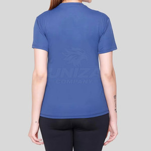Vêtements de sport en gros pour femmes, t-shirt de gym en toile 100% coton, tissu extensible à séchage rapide, course à pied, yoga, entraînement - Product Image 2