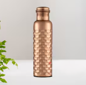 Custom Logo Pure Copper Water Bottle Natural Copper <b>Tone</b> <b>Red</b> Rose Design Metal Hydration Vessel Jointless Body - Product Image 2
