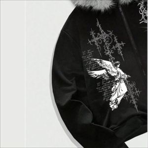 Sweat à capuche épais en molleton pour homme, coupe oversize à épaules tombantes, avec logo personnalisé brodé, en coton uni, style streetwear décontracté, fermeture éclair, collection automne - Product Image 3
