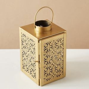 <b>Moroccan</b> White Hexagonal Metal <b>Lantern</b> With Perforated Design For Home Decoration - Product Image 3
