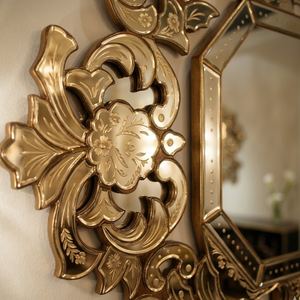 Miroir mural baroque vénitien de luxe, design vintage antique |   Miroir décoratif en verre orné pour salon, chambre à coucher, hôtel - Product Image 3