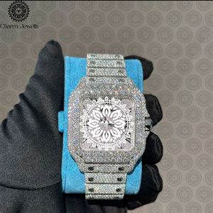 Charm Jewells Montre rectangulaire de luxe pour hommes incrustée de diamants, en acier inoxydable, à quartz analogique, fermoir pliant, 42 mm - Product Image 4