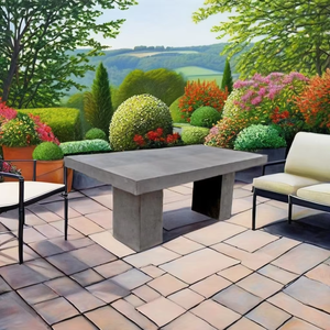 Custom Design Modern Fiber Concrete <b>Dining</b> <b>Table</b> - Outdoor Furniture <b>Set</b> with Rectangular Waterproof <b>Table</b> Top - Product Image 1