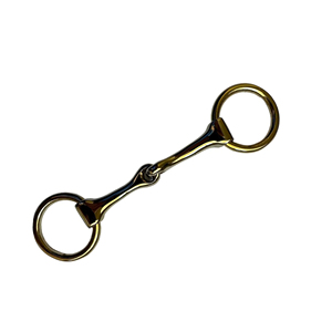 Mors d'entraînement pour chevaux en acier inoxydable à double articulation avec rouleau en laiton amovible - Product Image 2