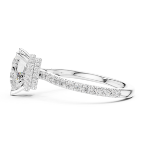 Bague de fiançailles de luxe en forme de cœur avec diamants, or 18 carats blanc, jaune, rose, micro-pavé, bijoux pour femmes - Product Image 5
