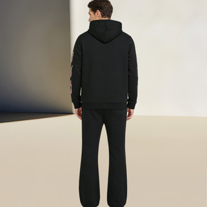 Sweat à capuche zippé et pantalon de survêtement évasé pour homme, style streetwear, imprimé patchwork brodé, personnalisable, effet vieilli, respirant, délavé à l'acide - Product Image 2