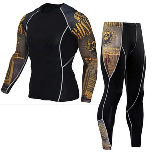 Custom Logo <b>Men's</b> UV Protection Rash Guard Set Long Sleeve <b>Shirt</b> Trousers UPF50+ Quick Dry <b>Compression</b> Sports Swimwear - Product Image 4