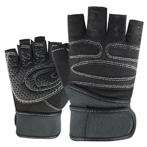Gants de fitness demi-doigts noirs respirants antidérapants avec sangle de poignet réglable pour la musculation et l'entraînement en salle de sport unisexe - Product Image 3