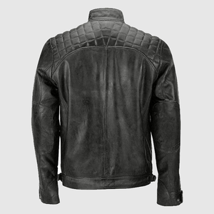 Veste universitaire en cuir noir de qualité supérieure pour hommes, col montant, style vintage universitaire - Product Image 2