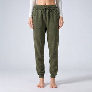 Production OEM de joggers streetwear pour femmes en molleton bouclette à jambe large, marque privée, pour collections de mode américaines - Product Image 5