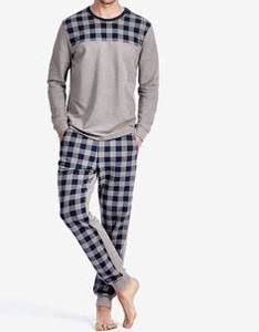 Ensemble de pyjama décontracté à manches longues et col rond pour homme – Vêtements de nuit doux et confortables, ensemble de vêtements de nuit deux pièces - Product Image 3