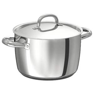 Casserole ronde en acier inoxydable avec couvercle pour servir des plats chauds, comme du curry ou du riz, légère et passe au lave-vaisselle - Product Image 6