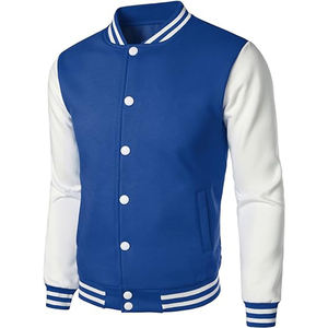 Chaqueta Varsity Clásica para Hombre, Talla Grande, 100% Lana, Diseño Color Block con Botones, para Otoño, Primavera, Escuela, Béisbol - Product Image 1