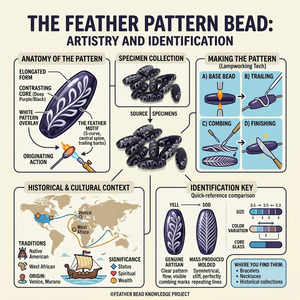 Hand crafted purple <b>glass</b> feather pattern trade beads with artisan <b>charm</b> ideal for jewelry making fashion crafts and decor - Product Image 6