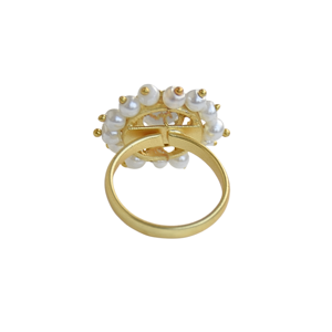Laxmi Jewellers Pink Crystal <b>Ring</b> 24K <b>Gold</b> Plated With Zircons Women Fine Jewelry Fashion Statement Piece - Product Image 2