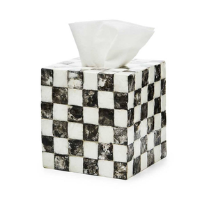 Caja de pañuelos cuadrada con incrustaciones de nácar, soporte decorativo a cuadros de conchas de capiz, hecho en Vietnam, para un hogar moderno y lujoso. - Product Image 2