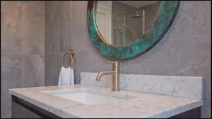 Oxidized Copper Patina <b>Round</b> Handmade Crystal Glass <b>Wall</b> <b>Mirror</b> with 5mm Thickness REHMAN CRAFT - Product Image 3