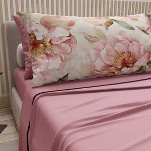 Parure de draps 6 pièces en coton pur satiné 300 fils, respirante, unie, avec taies d'oreiller imprimées, designs modernes écologiques, toutes saisons - Product Image 4